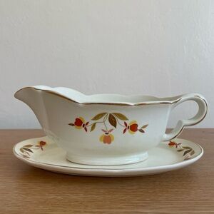 Jewel Tea Autumn Leaf Gravy Boat & Plate